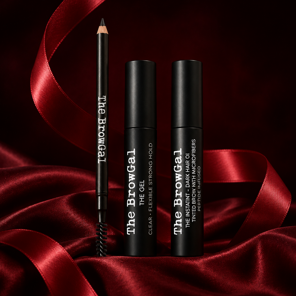 The Holiday Trio on red satin