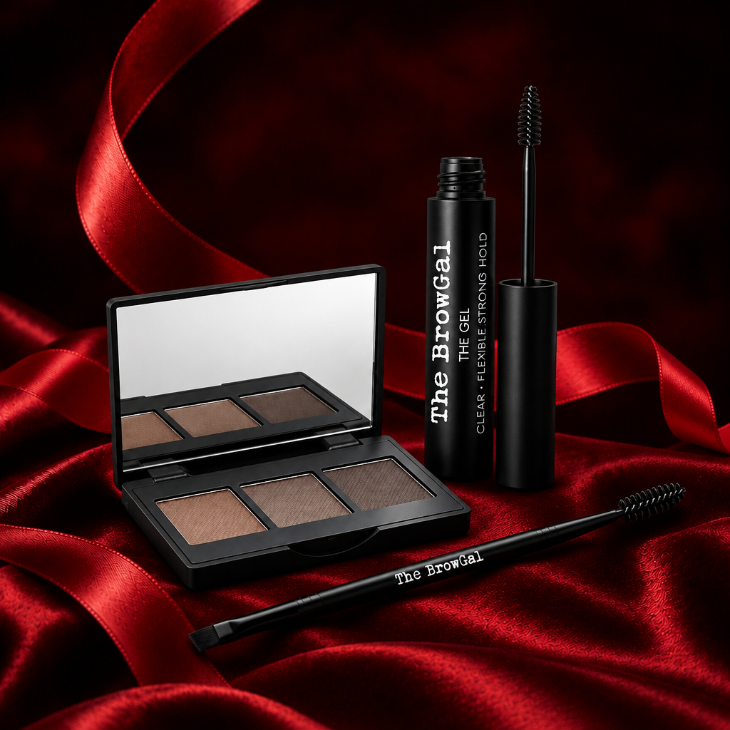 The Powder Set on red satin