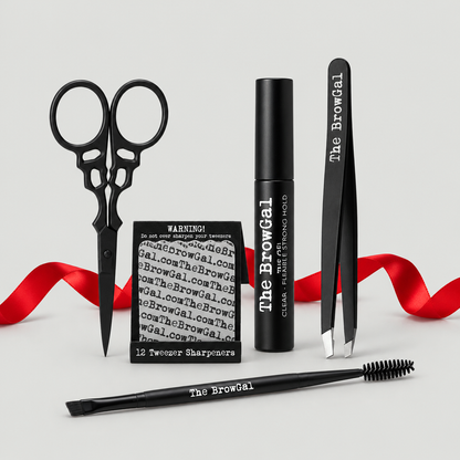 The Grooming Gift Set: Tweezers, Scissors, Tweezer Sharpener, Double Ended Eyebrow Brush and Clear Eyebrow Setting Gel